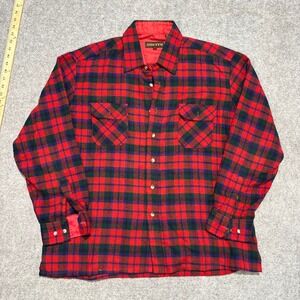 Vintage Austin Mens Red Plaid Flannel Shirt XL Acrylic Button Up Long Sleeve